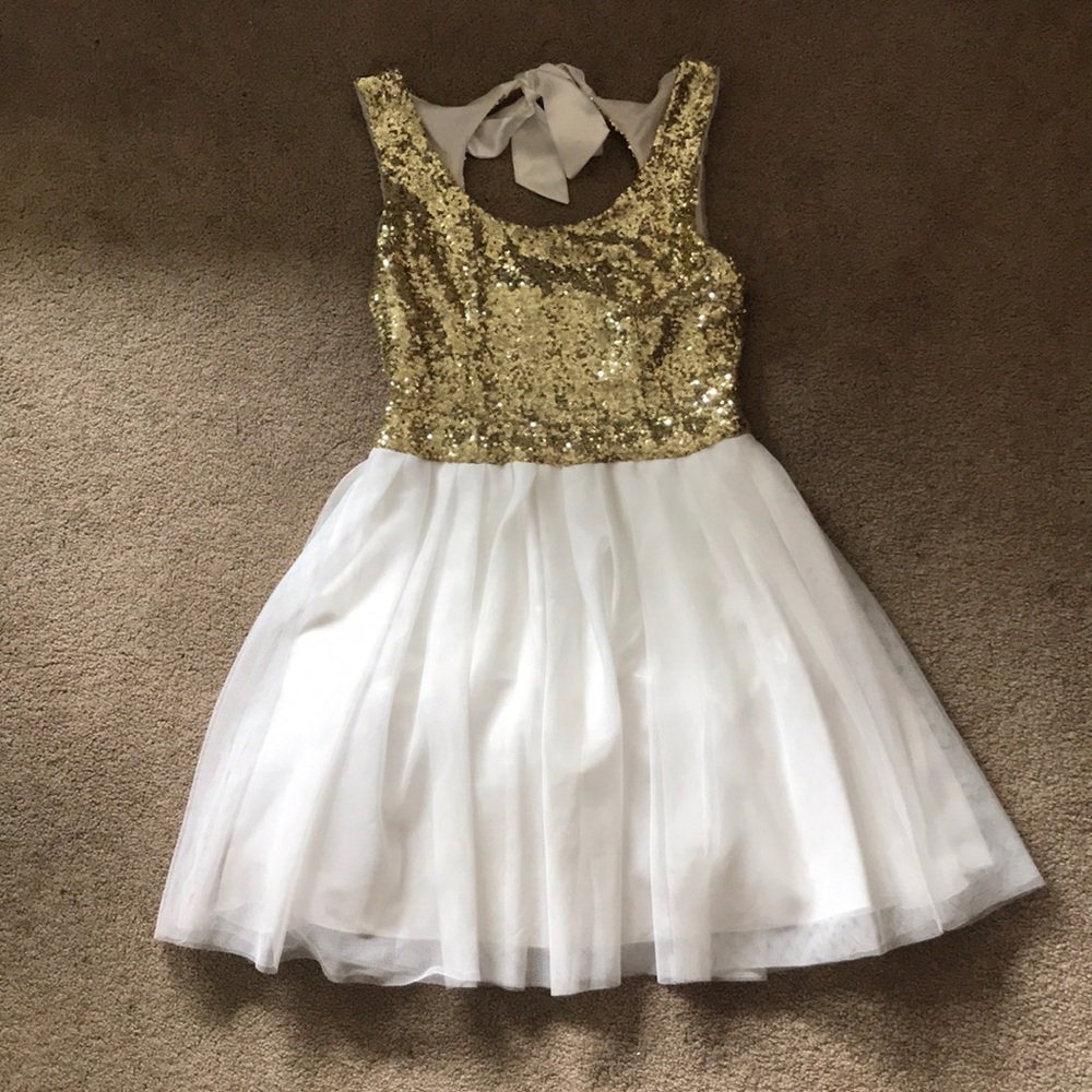 Gold and white dress